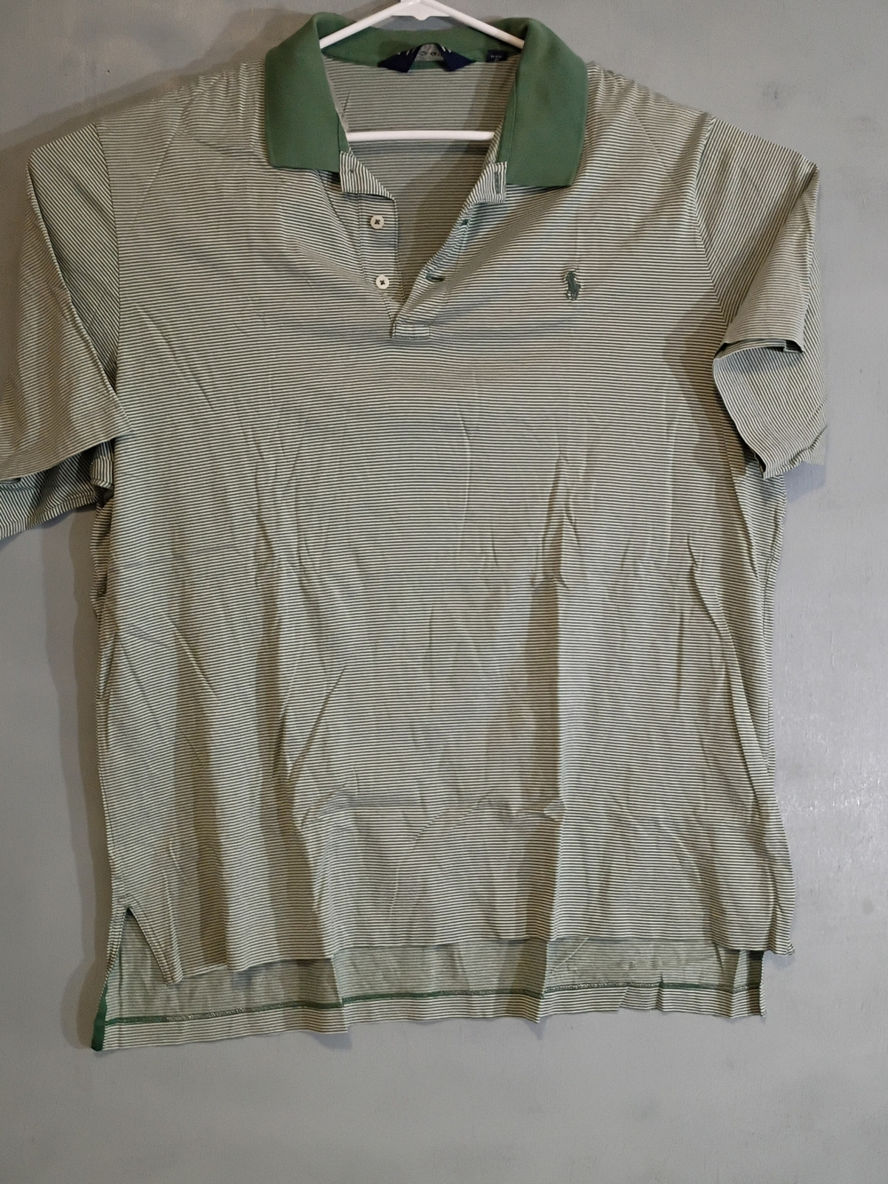 Ralph Lauren Light Green Micro-Striped Polo with Solid Collar